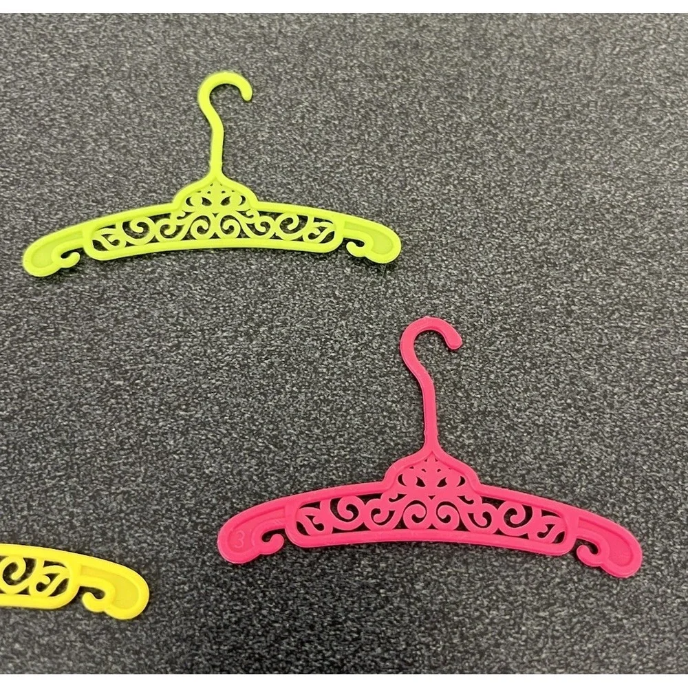 Vintage Retro Barbie Doll Hangers Lot of 4 Multicolor Filigree Design